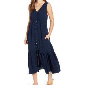 Navy beachlunchlounge LEXA cotton gauze tiered dress